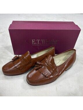 E.T. Wright Milano Tan Kiltie Tassel Loafers Men's 9.5 EEE Made In Italy
